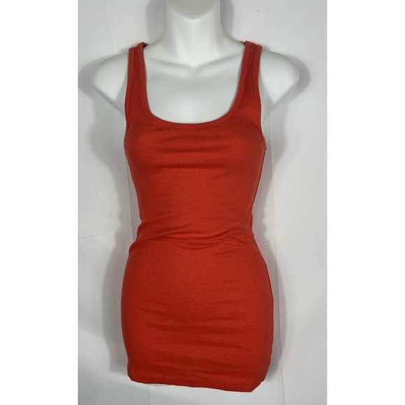 VTG Old Navy Y2K Ribbed Knit Long Fitted Tank Size M 2010 's Preppy Stretch Bias - Picture 2 of 11